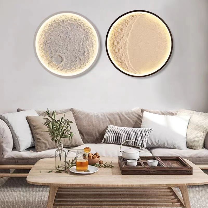 Art Modern Indoor Lighting Design Bedroom Round LED Moon Wall Lamp Decor Home LED Light