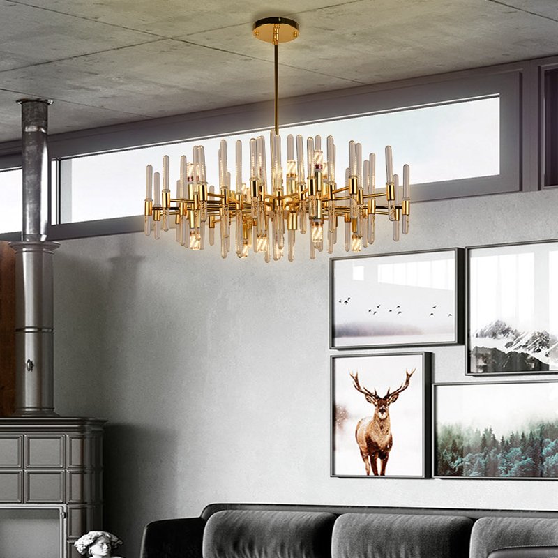 Custom Design Decorative Hanging Gold Ceiling Lights Glass Pendant Lights Modern Luxury Led Chandeliers