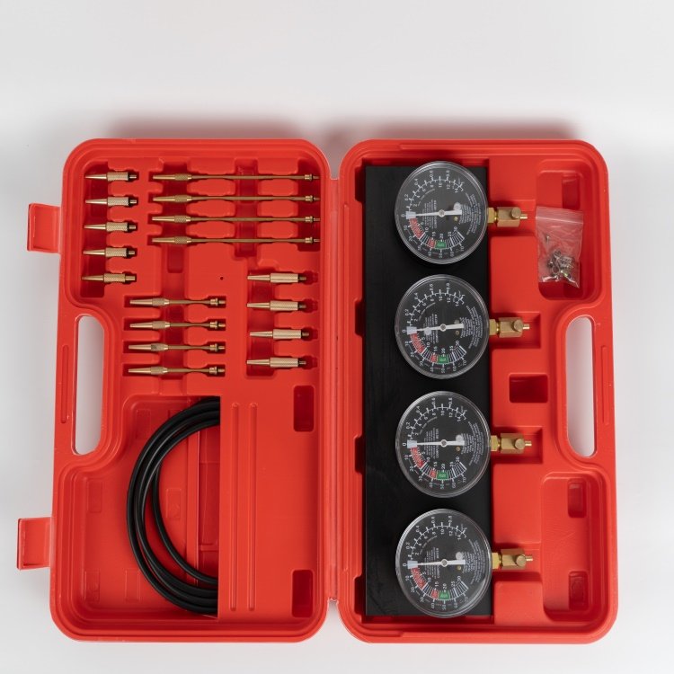 Compression Gauge Tester Automotive Universal 4pcs Motorcycle Fuel Vacuum Carburetor Car Tool