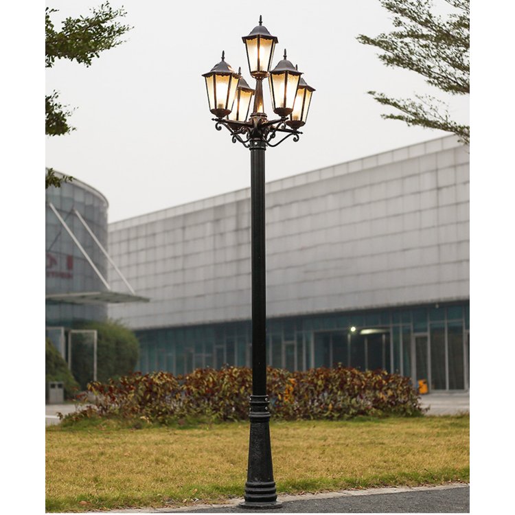 Home Lawn Courtyard Outdoor Solar Led Garden Light Theme Park Villa Waterproof Road Street Lamp Vintage High Pole Garden Lamp