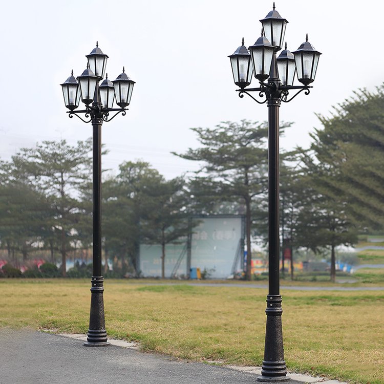 Home Lawn Courtyard Outdoor Solar Led Garden Light Theme Park Villa Waterproof Road Street Lamp Vintage High Pole Garden Lamp