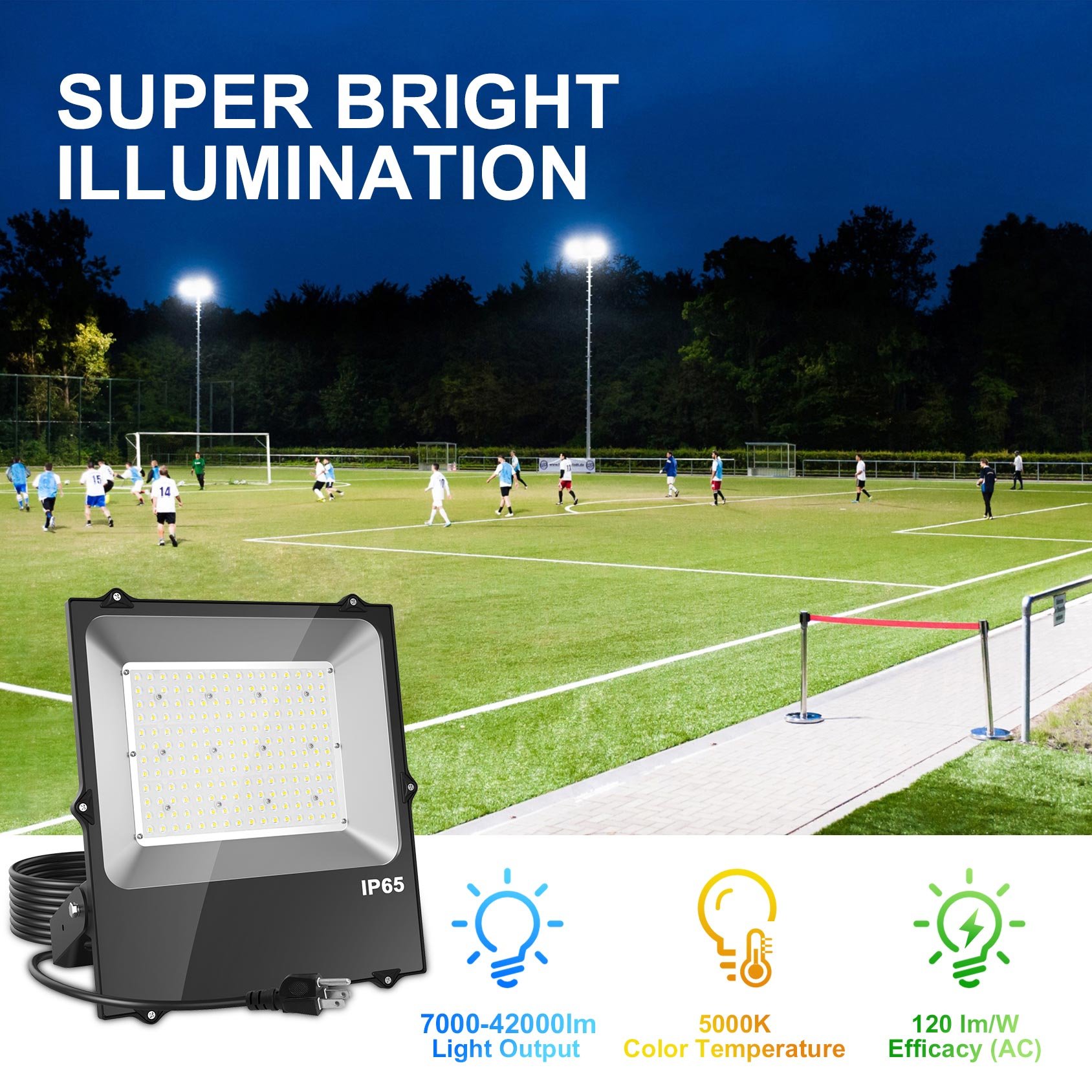 Floodlights High Power Aluminum 50W 100W 150W 200W 250W 300W IP65 Outdoor Stadium Sport LED Tennis Fixtures Slim Flood Light