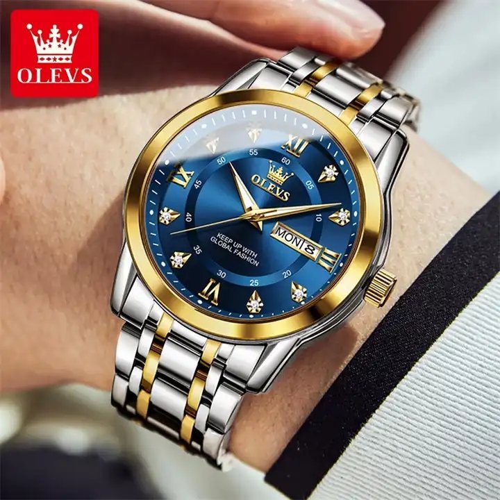 OLEVS 5513 Original High Quality Relojes Hombre Stainless Steel Men's Wrist Watch Waterproof Luminous Quartz Watches for Men