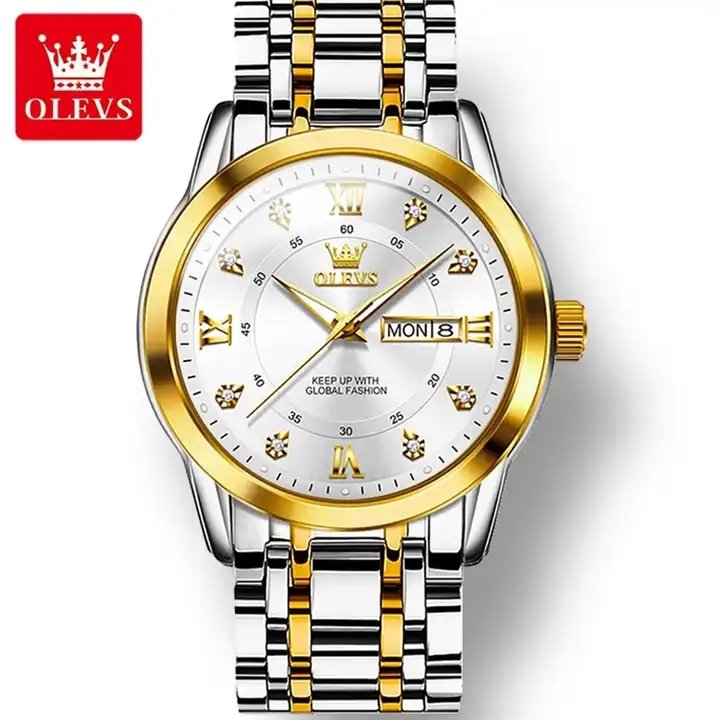 OLEVS 5513 Original High Quality Relojes Hombre Stainless Steel Men's Wrist Watch Waterproof Luminous Quartz Watches for Men