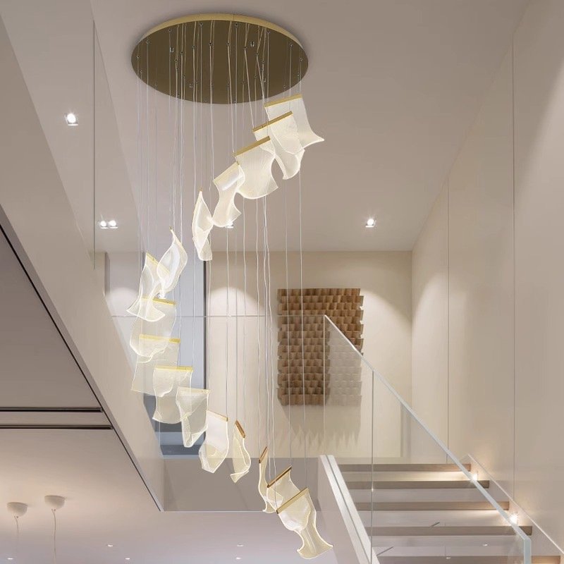 Large Customized Led Pendant Lights Stairs Foyer Hotel Home Living Room Staircase Modern High Ceiling Chandelier