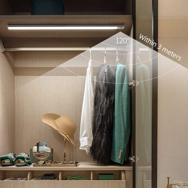 5V Motion Sensor Rechargeable Led Wardrobe Lamp 3 Color Dimmable Warm/Natural/White Kitchen Cabinets Lights