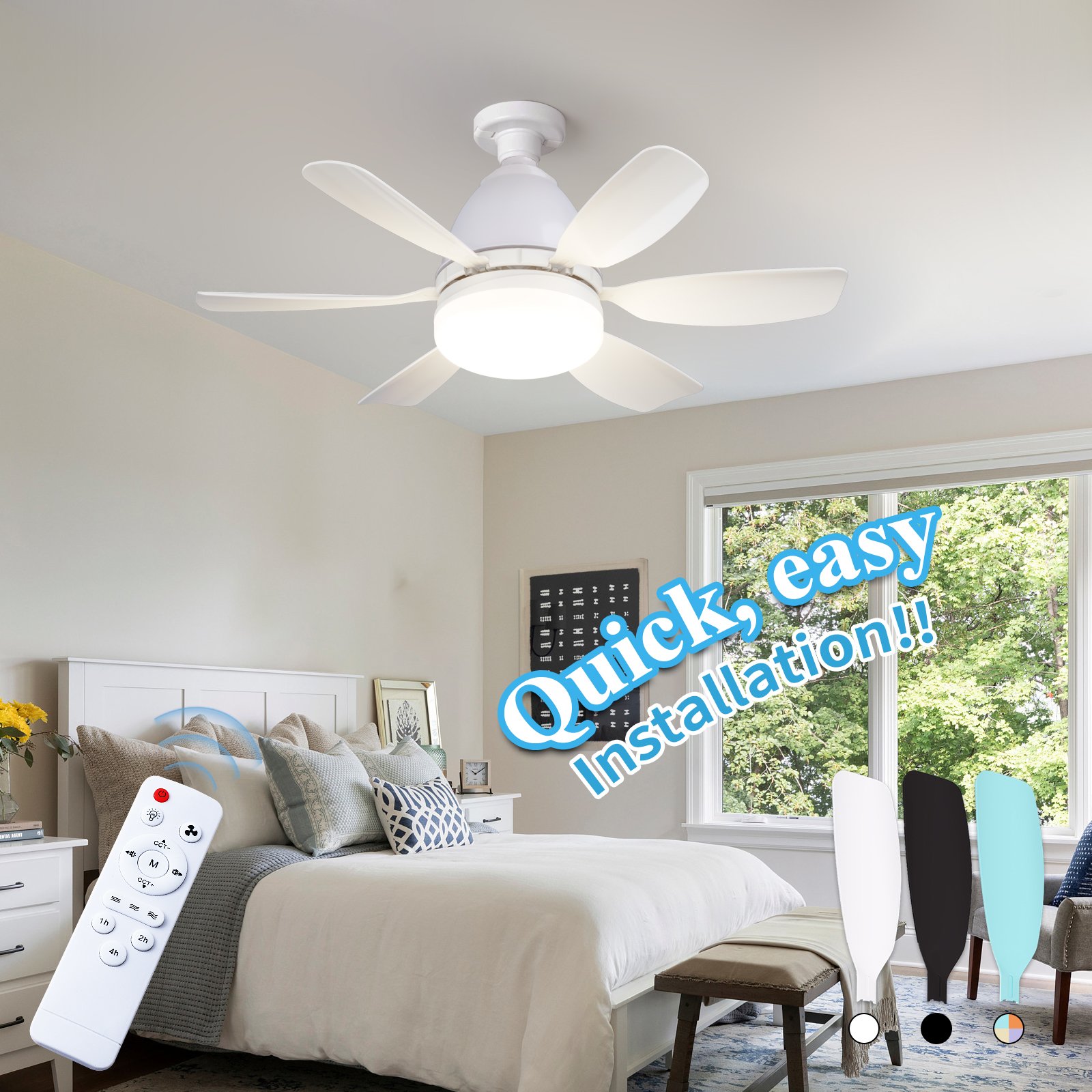 Patent Led Fan Lights Smart Home Lights Intelligent Dimming Timing 3 Speed Black E27 Fan Remote Control Modern LED Ceiling Fan