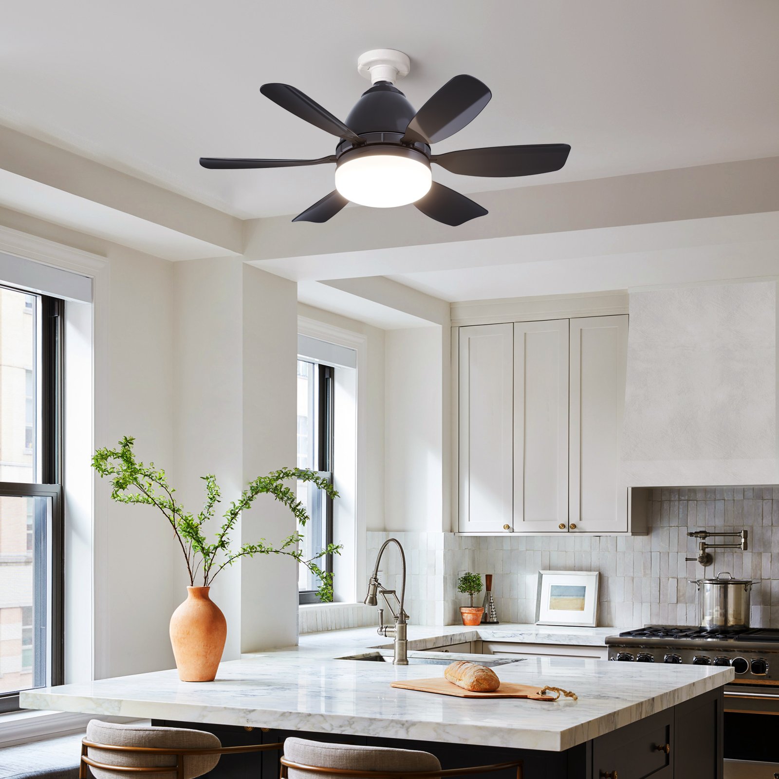 Patent Led Fan Lights Smart Home Lights Intelligent Dimming Timing 3 Speed Black E27 Fan Remote Control Modern LED Ceiling Fan