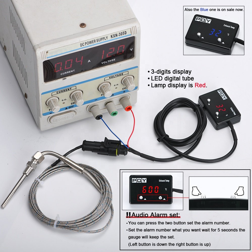 Car Exhaust Temp Gauge Exhaust Gas Meter Digital With Sensor EXT Temperature Meter Turbo for 4WD Hilux Patrol EGT PQY-TAG06-QY