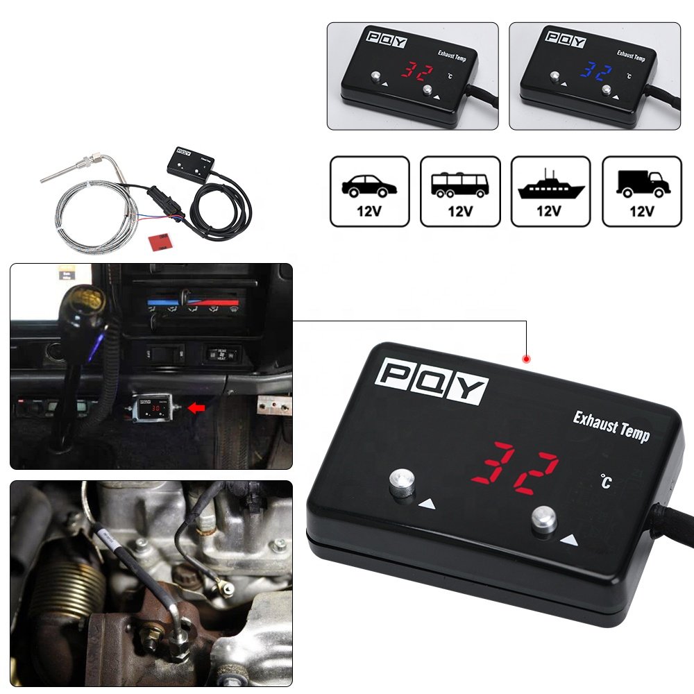 Car Exhaust Temp Gauge Exhaust Gas Meter Digital With Sensor EXT Temperature Meter Turbo for 4WD Hilux Patrol EGT PQY-TAG06-QY