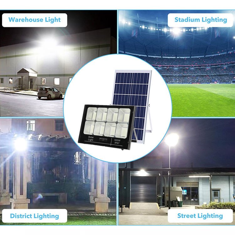 Powerful IP67 LED Flood Light 500W/1000W/2000W Solar Parking Lot Lights Waterproof Security with Brightness for Flood Lighting
