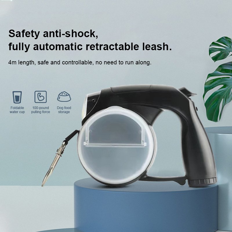 Hot Sale 5 in 1 Multifunctional Double Dog Leash Waterproof Automatic Led Retractable Heavy Duty Walking Dog Leash Poop Bag OEM