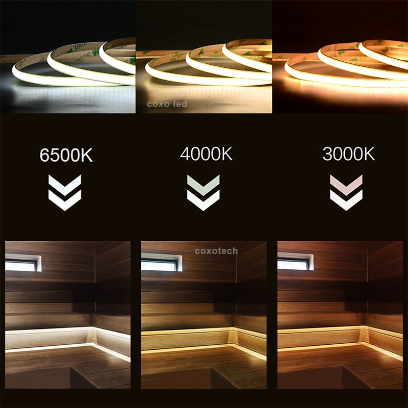 COXO Mini Cut Cob Led Strip Light Ce Rohs ul Ra90 5mm 4mm 3mm ultra Thin Mini Cob Led Strip