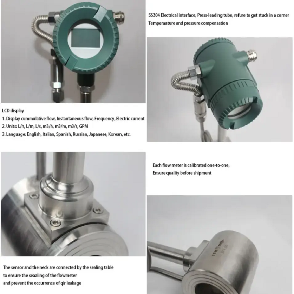 DN15 - DN300 Smart 24v Auto Steam Flange Connection Vortex Lpg Gas Flow Meter For Air Flow Meter Digit
