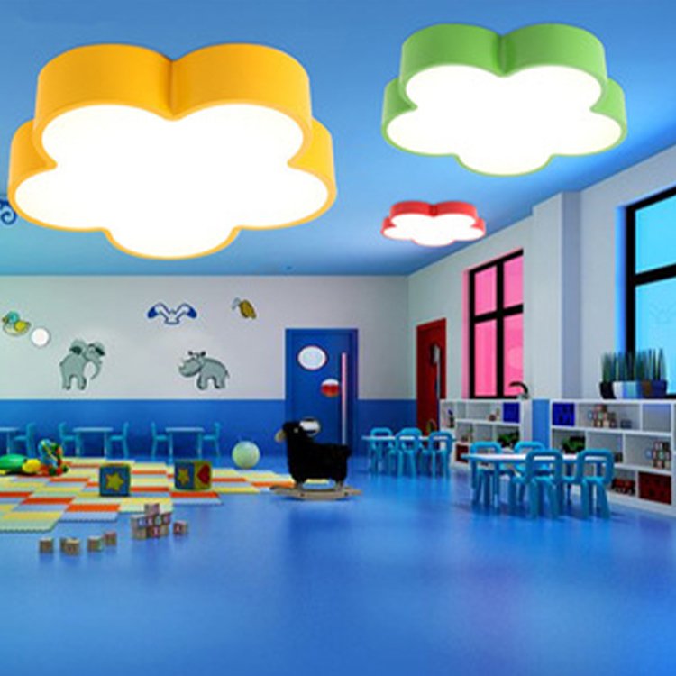 45cm 55cm 90cm Colored Flower Shaped LED Ceiling Light Kindergarten Daycare Ceiling Light 110V 220V Children's Room Pendant Lamp