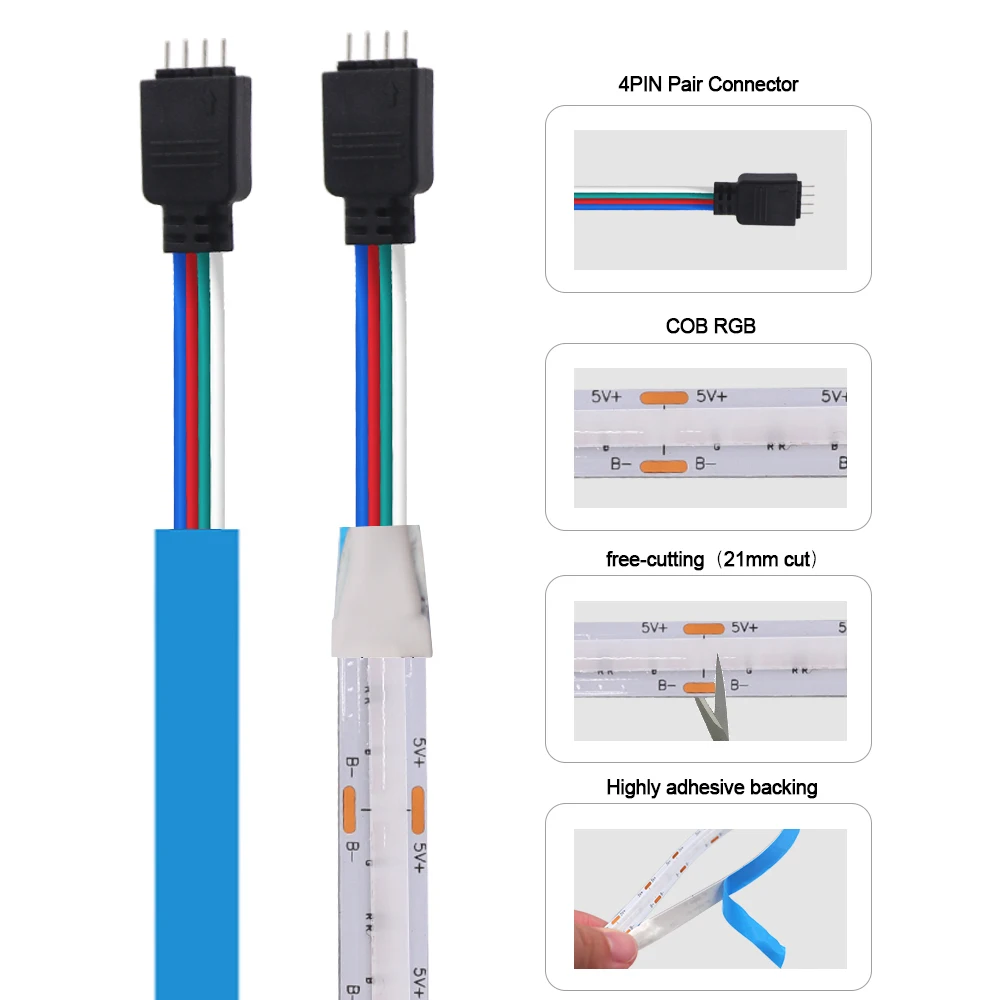 New Arrival DC 5V USB RGB COB LED Strip 576Leds/M Bluetooth APP Control TV BackLight for Home Decoration