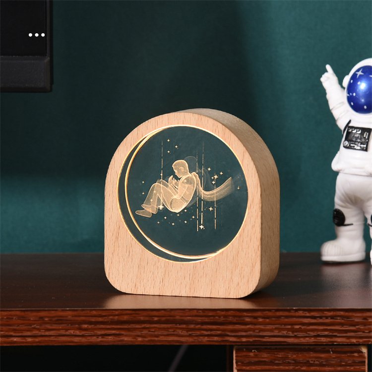 Crystal Ball Crystal Planet Globe 3D Laser Engraved Solar System Ball With Touch Switch LED Light Base Astronomy Gift