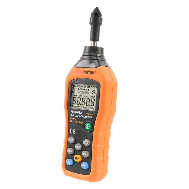 Peakmeter PM6208A CE Meter Hand Held Contact Electric Boat Automotive Tachometer Digital Rpm Meter Analog for Car Motorcycle