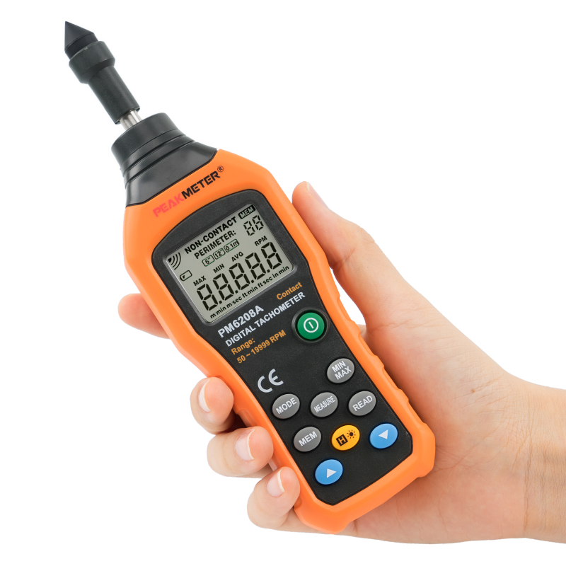Peakmeter PM6208A CE Meter Hand Held Contact Electric Boat Automotive Tachometer Digital Rpm Meter Analog for Car Motorcycle