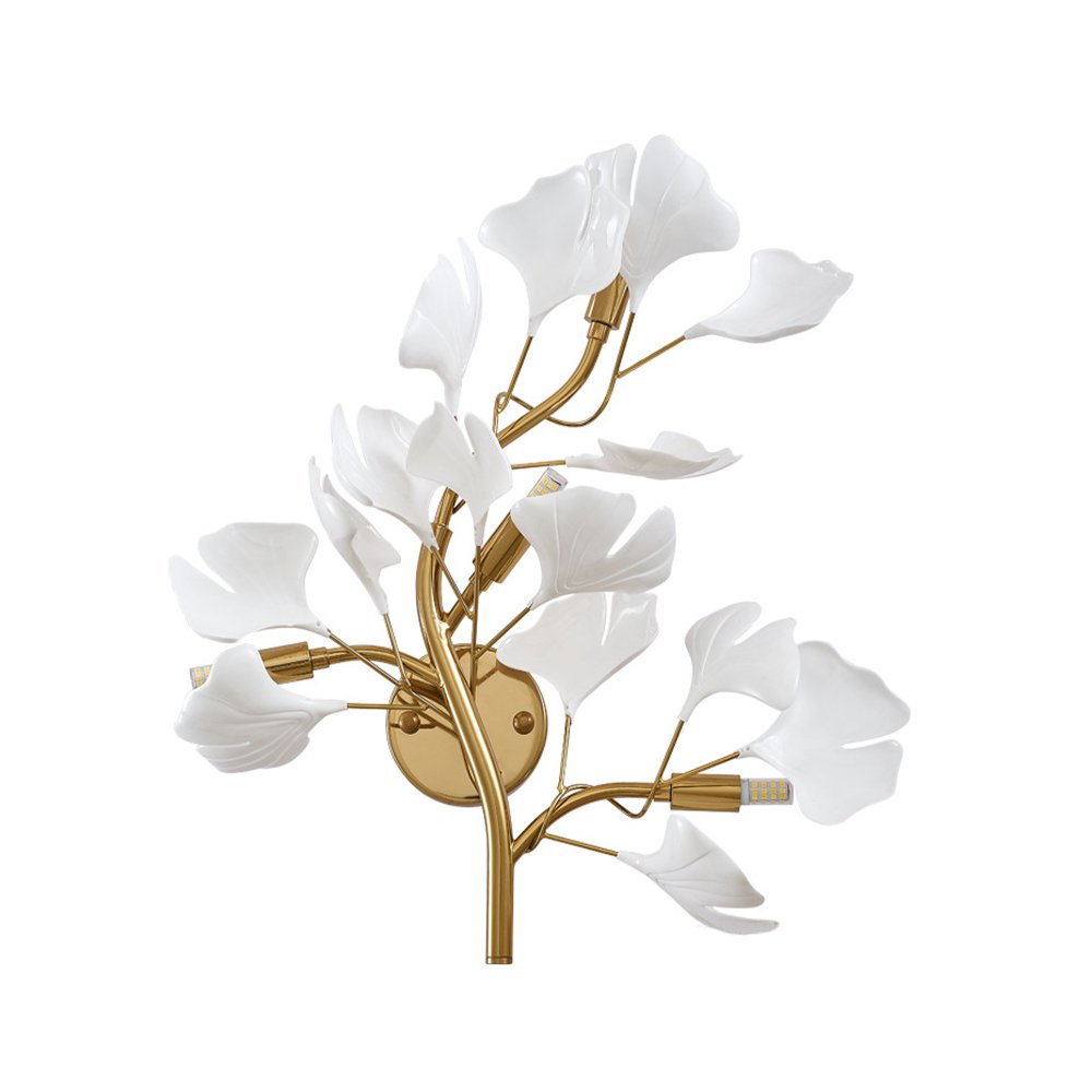 LED Ginkgo Leaf Wall Lamp Three-tone Light Living Room Sofa Background Wall Porch Bedroom Bedside Atmosphere Decorative Light