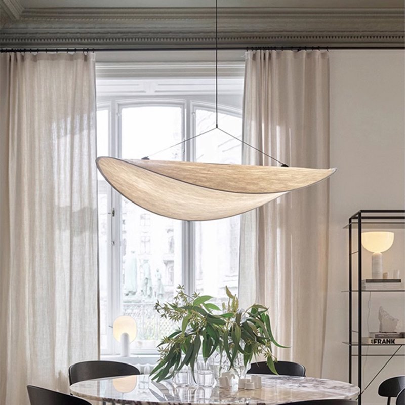 BAHE 2024 Home Decor Kitchen Hanging Lamp Fabric Chandelier 1 Iron CE Chrome Big Nordic Modern Led Indoor Minimalist Design Silk