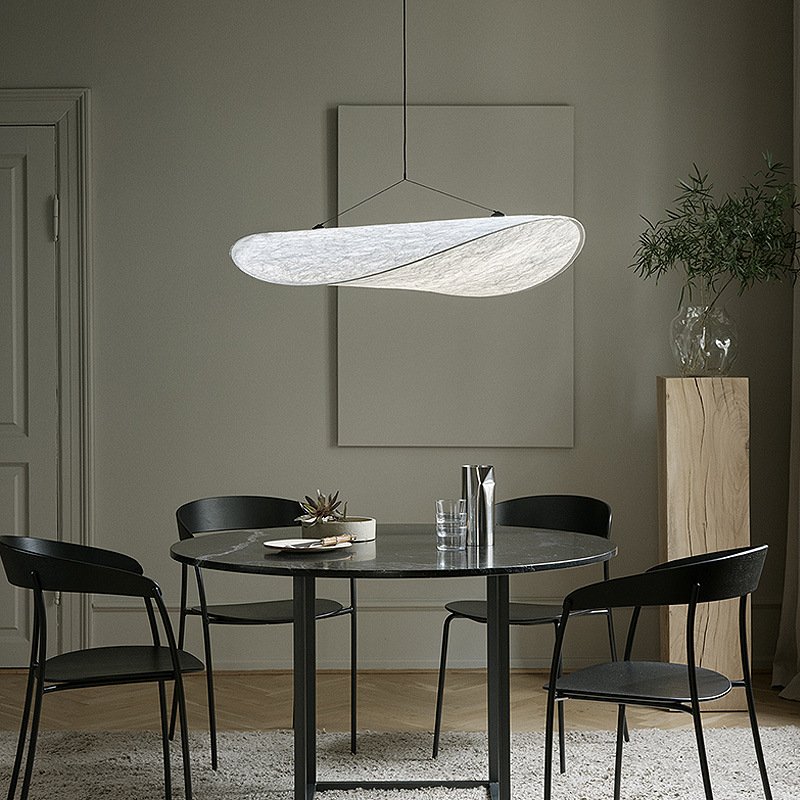 BAHE 2024 Home Decor Kitchen Hanging Lamp Fabric Chandelier 1 Iron CE Chrome Big Nordic Modern Led Indoor Minimalist Design Silk