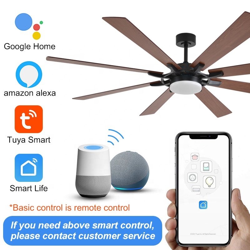 C066 60/72 INCH High air Volume Ceiling Fan with Light with APP CONTROL