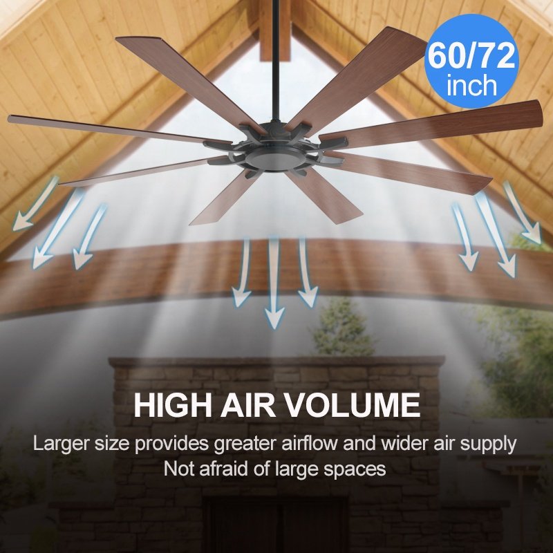 C066 60/72 INCH High air Volume Ceiling Fan with Light with APP CONTROL