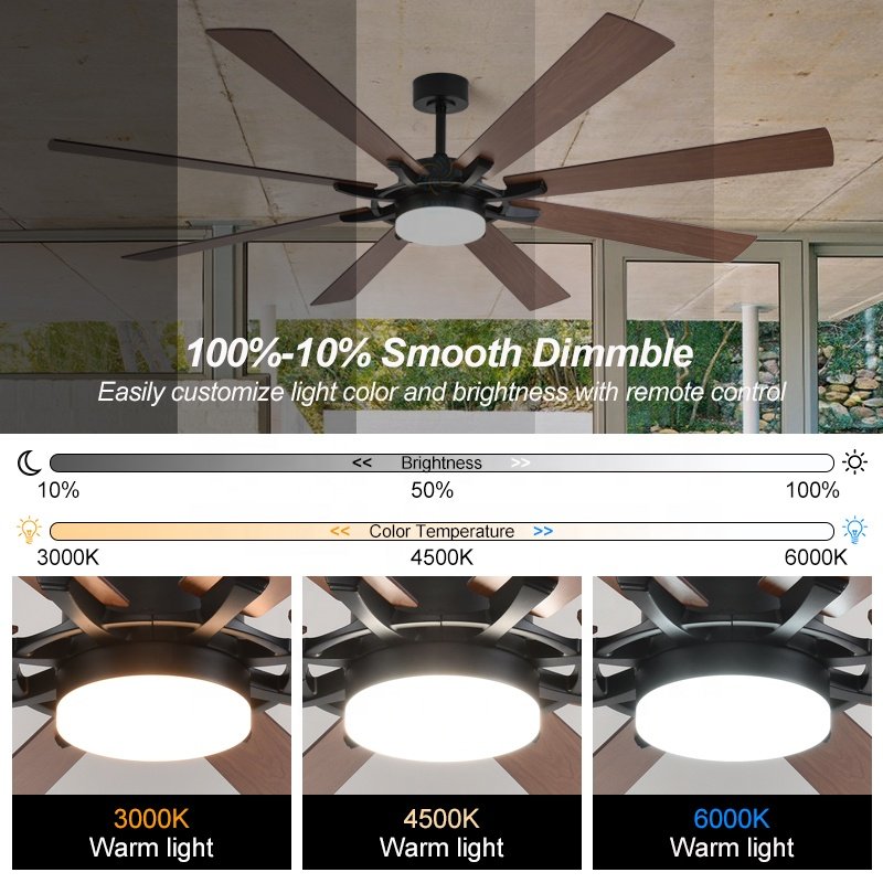 C066 60/72 INCH High air Volume Ceiling Fan with Light with APP CONTROL