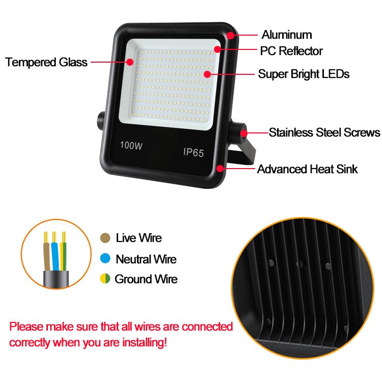 High Pole Spot Light Football Sport Stadium Waterproof Floodlights 30w 50w 100W 200W 300W Led Outdoor Light Surface Mounting