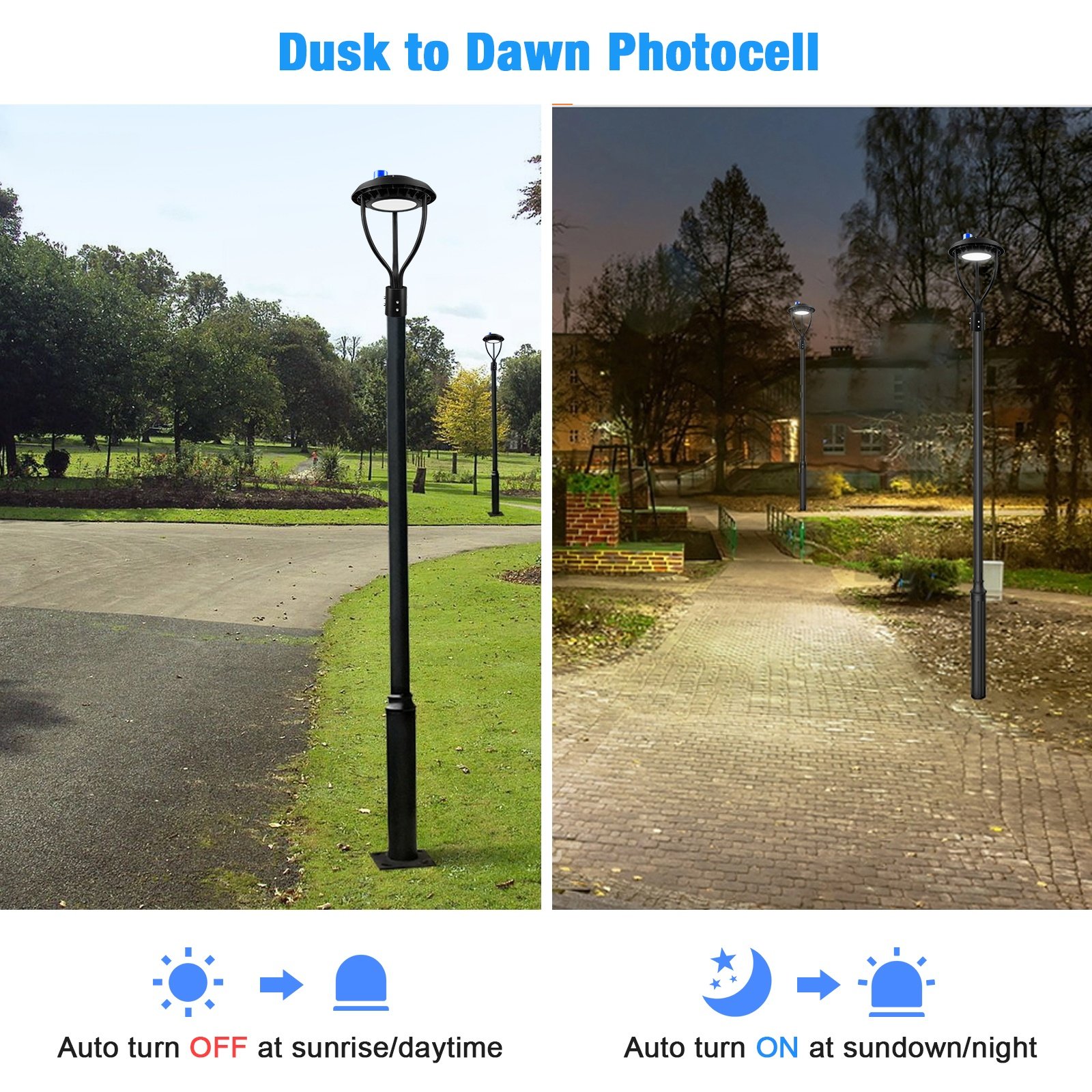Post Top Fixture 80W Us Stock Pole Lamp Parking Area Yard Outdoor Lighting Led Dusk to Dawn 60W 100W 150 Watt Garden Light