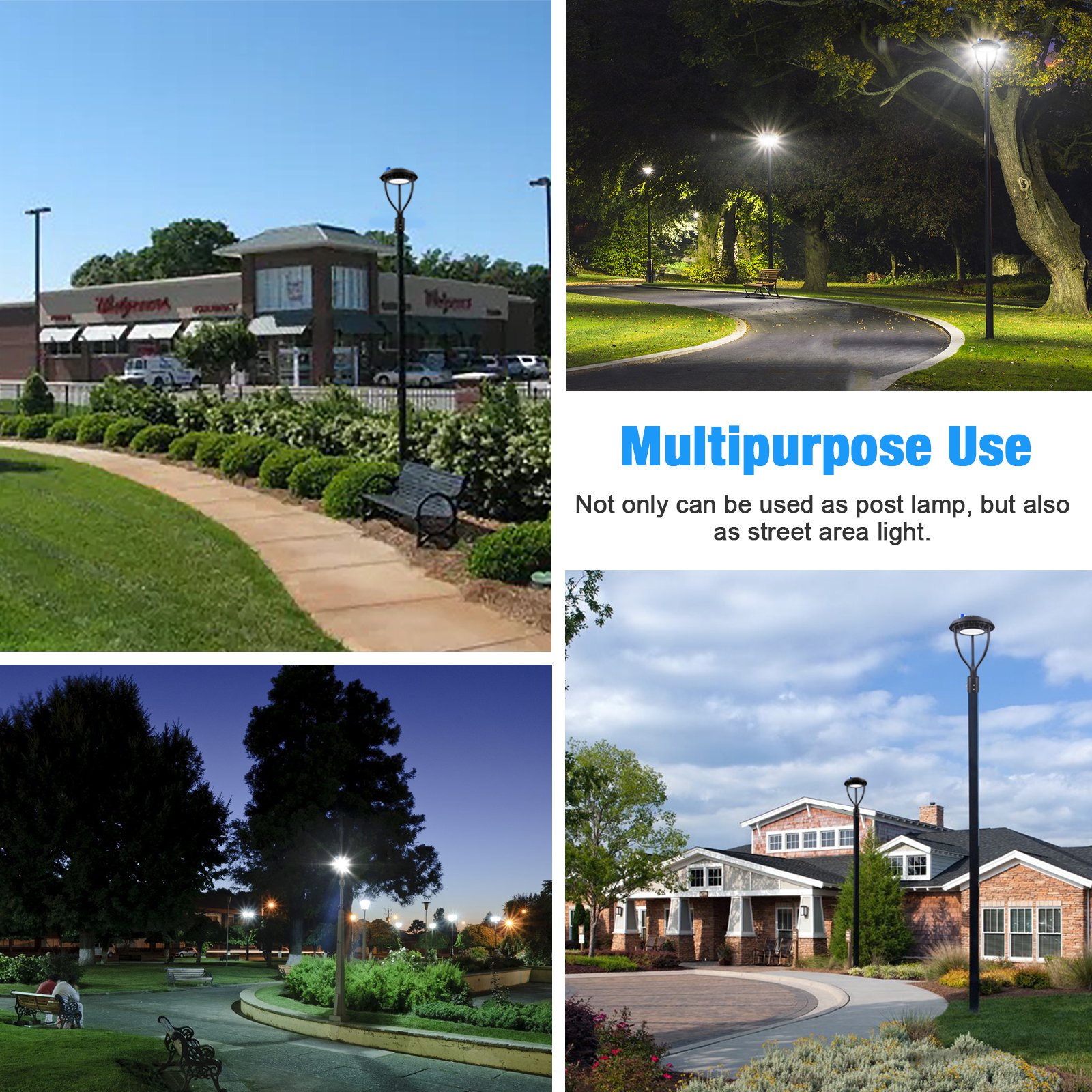 Post Top Fixture 80W Us Stock Pole Lamp Parking Area Yard Outdoor Lighting Led Dusk to Dawn 60W 100W 150 Watt Garden Light