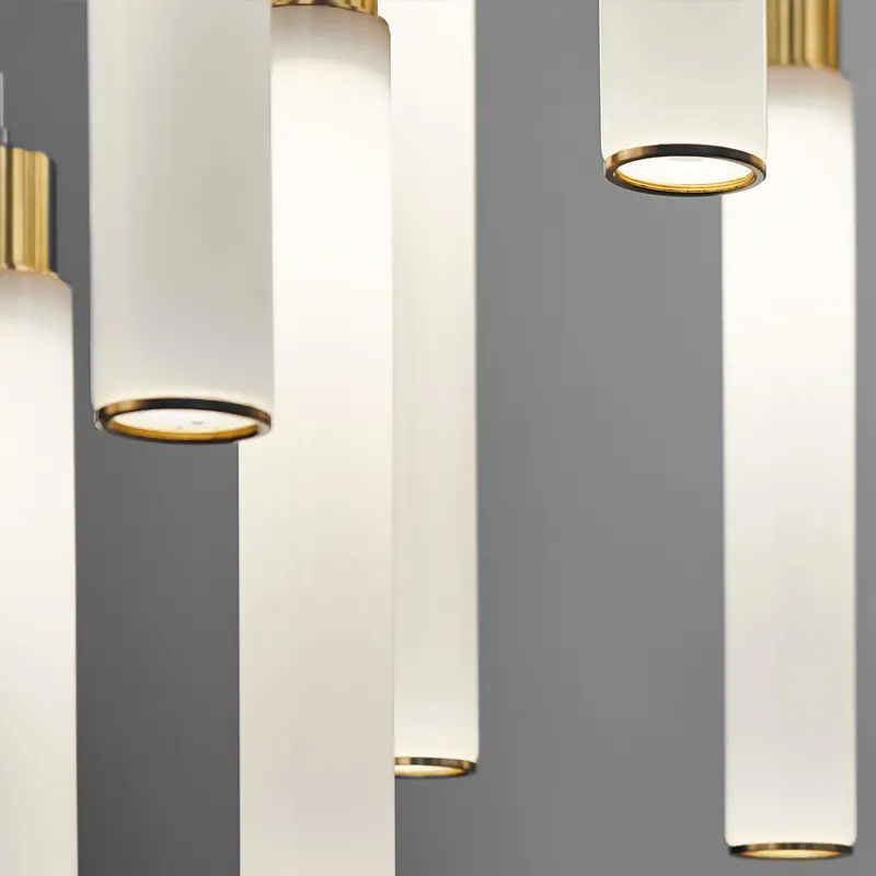 Modern Simplicity Design Linear Long Glass Pendant Light Stairs Duplex Building Villa Fashion Cafe Decorative Chandelier