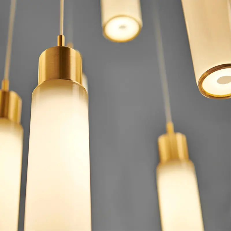 Modern Simplicity Design Linear Long Glass Pendant Light Stairs Duplex Building Villa Fashion Cafe Decorative Chandelier