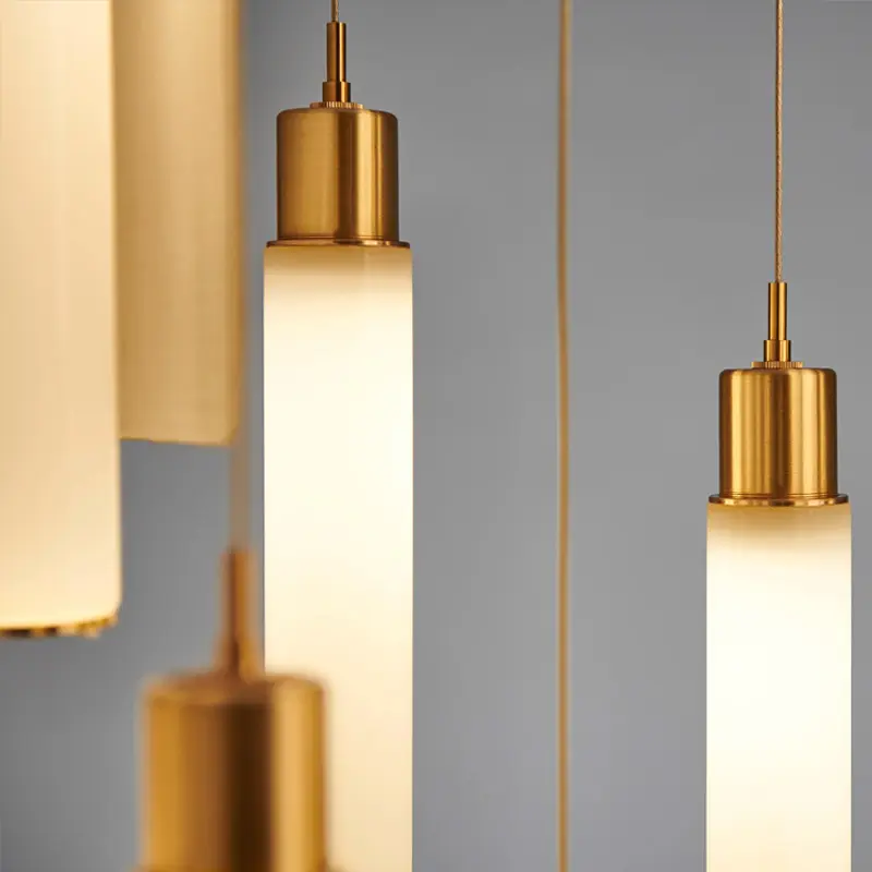 Modern Simplicity Design Linear Long Glass Pendant Light Stairs Duplex Building Villa Fashion Cafe Decorative Chandelier