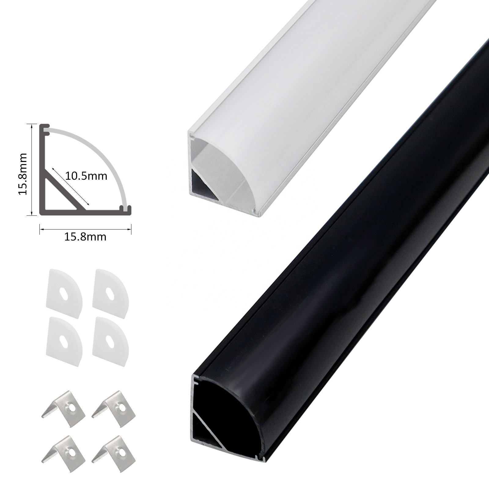 Alu Profile Corner 006A Wardrobe Lighting 16*16MM Milky White PC Cover Led Aluminum Profile Corner