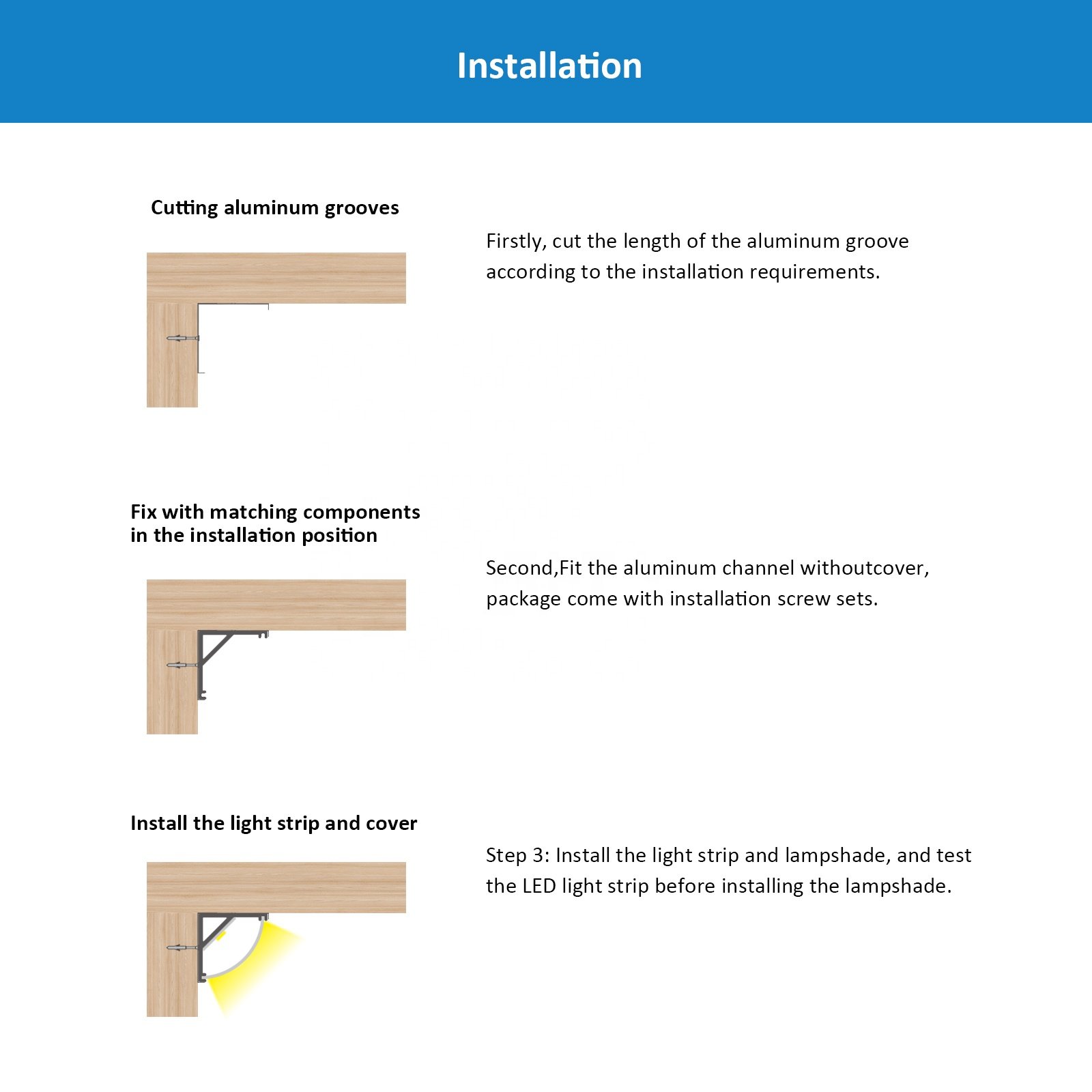 Alu Profile Corner 006A Wardrobe Lighting 16*16MM Milky White PC Cover Led Aluminum Profile Corner