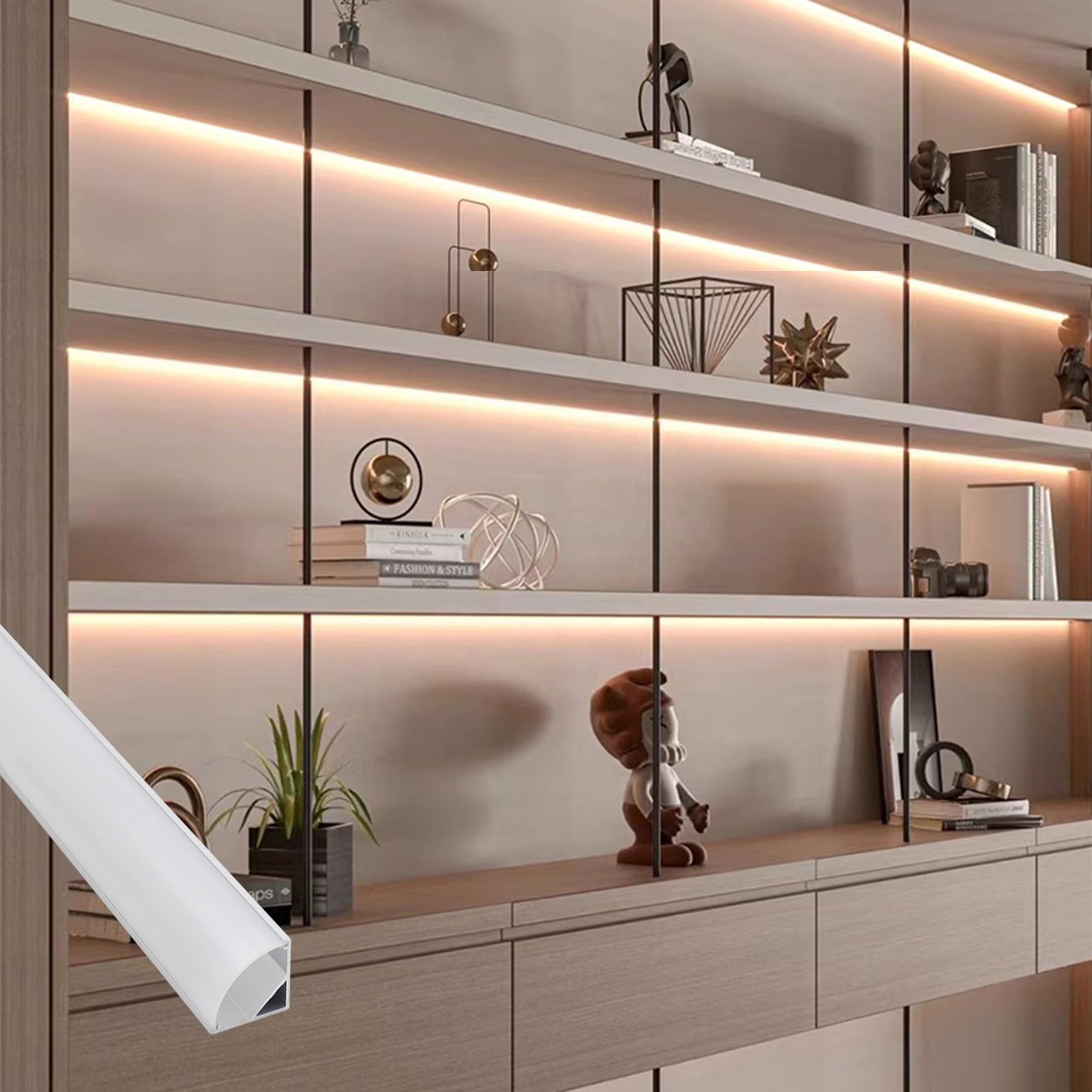 Alu Profile Corner 006A Wardrobe Lighting 16*16MM Milky White PC Cover Led Aluminum Profile Corner