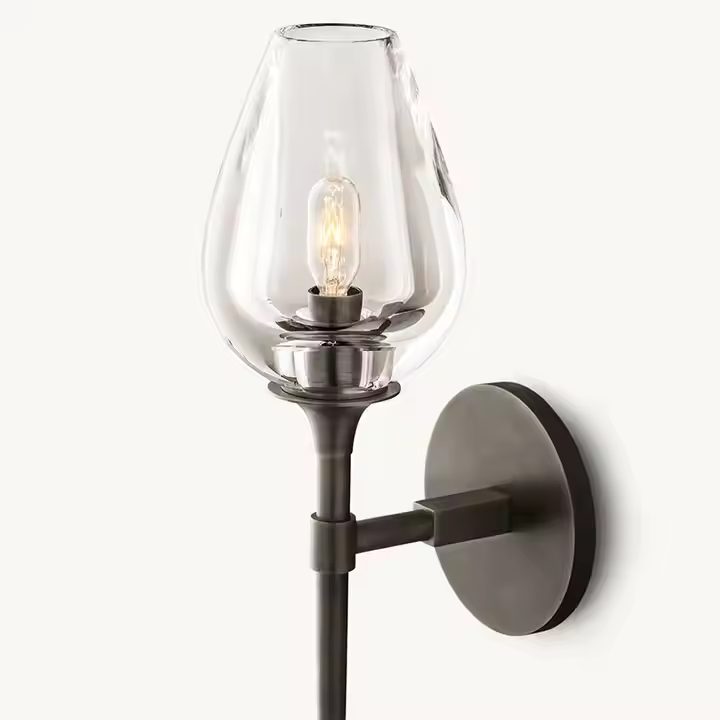 Solid Brass Material Art Decor Led Glass Wall Light Sconce Restoration Glass Vintage Wall Lamp Hardware for Living Room