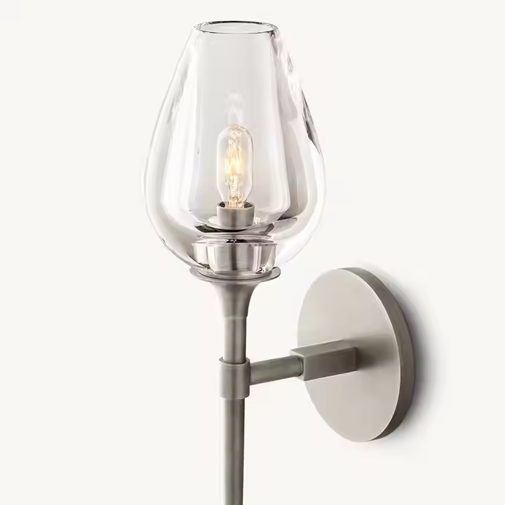 Solid Brass Material Art Decor Led Glass Wall Light Sconce Restoration Glass Vintage Wall Lamp Hardware for Living Room