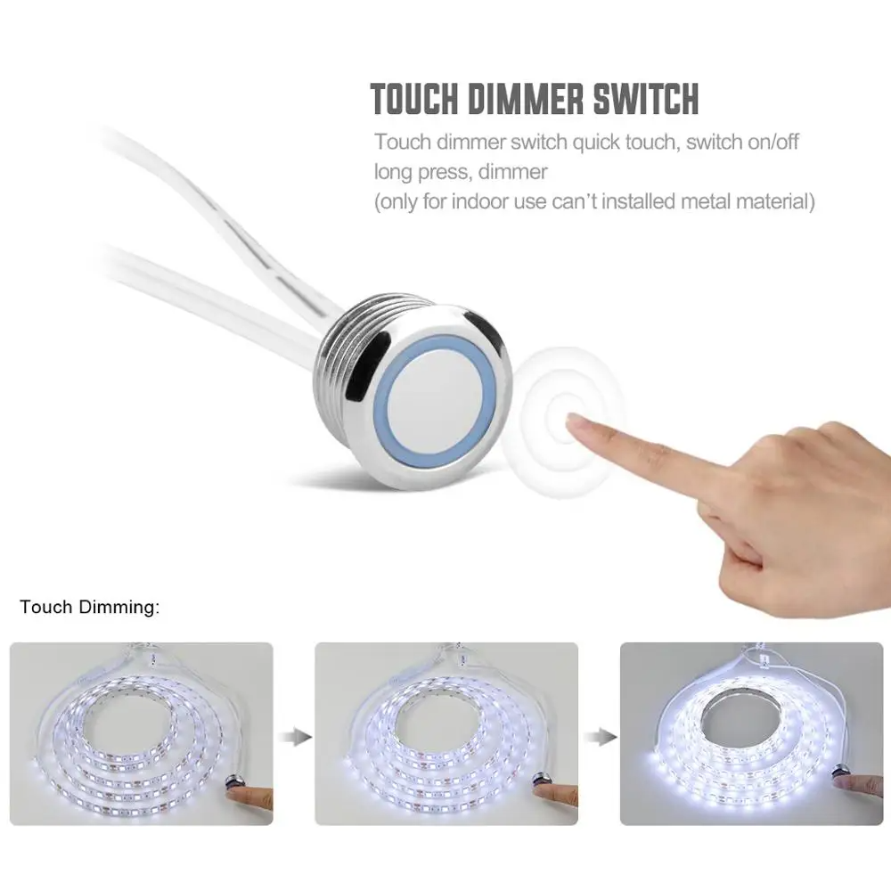 Stepless Dimmable Touch Sensor Switch DC 5V 12V-24V Sensor Touch Detector Dimmer Switch for LED Strip Light