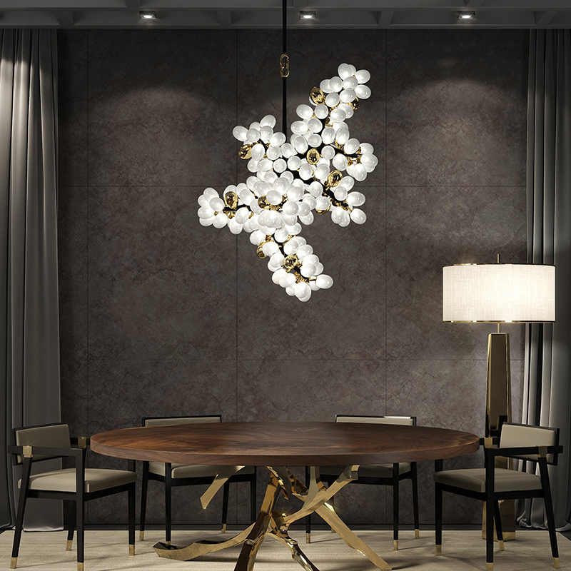 Custom Creative Luxury Decoration Villa Hotel Lobby Staircase Glass Hanging Lamp Hand-blown Murano Glass Grape Chandelier