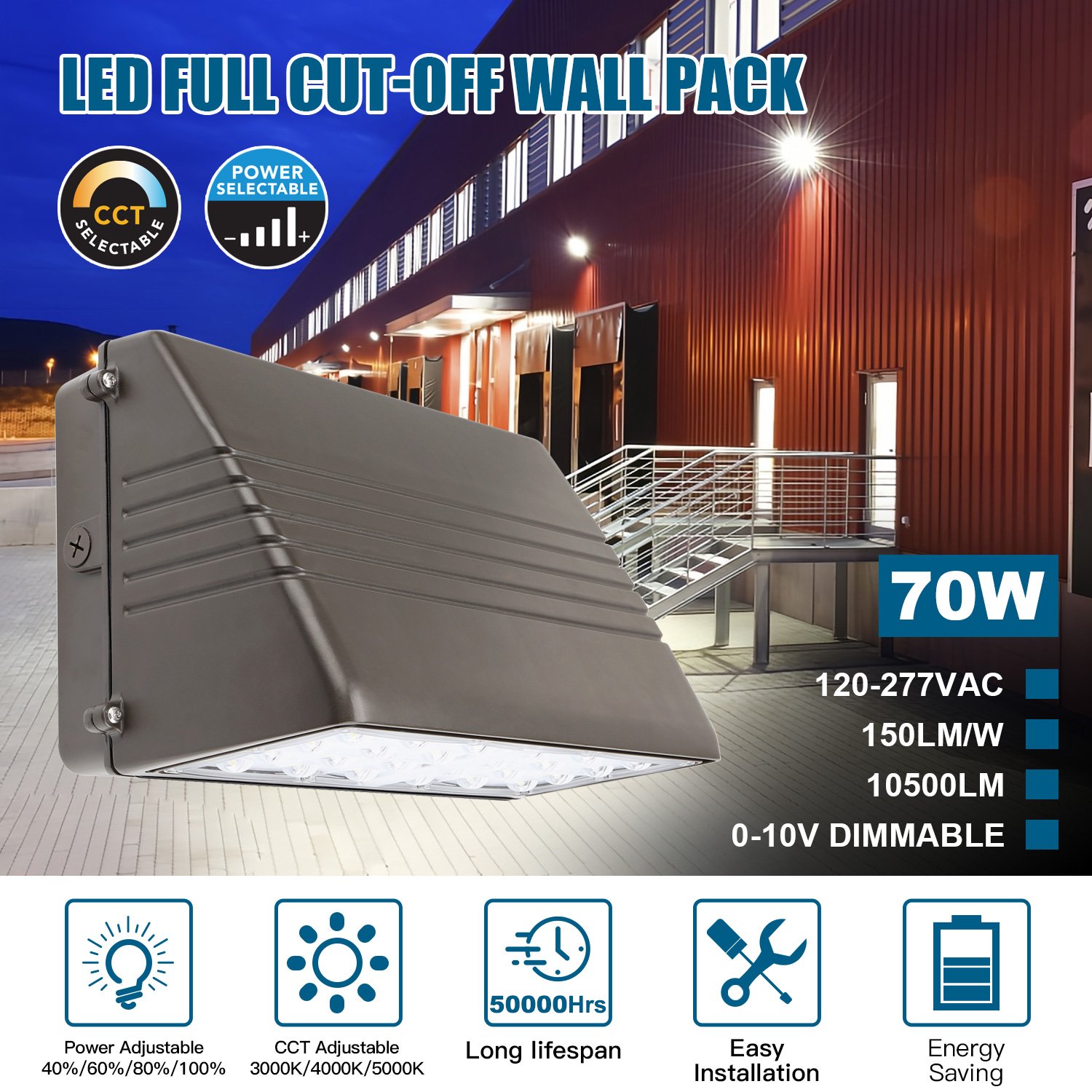 Led Wall Pack Light Fixture US in Stock ETL DLC UL 70W 125W 135W Outdoor Full Cutoff Wallpacks Led Wall Pack With Photocell