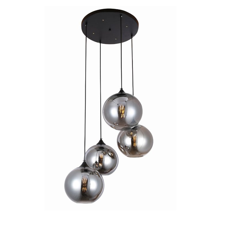 Factory Direct Ball Shape Kitchen Island Pendant Light Black Luxury Home Decor Nordic Modern Hand Blown Glass Chandelier