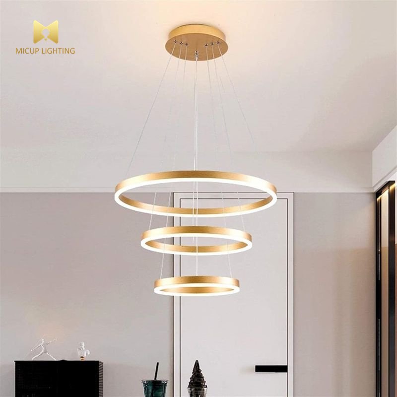 Simple Modern Living Room Chandelier Circular Villa Hall Lamp Scandinavian Light Luxury Dining Room Lamp Duplex Pendant Light