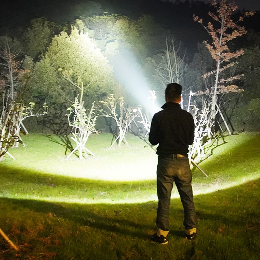 Waterproof USB Rechargeable LED Powerful Long Range Hunting Lamp With Side Light Strong Searchlight Flashlight