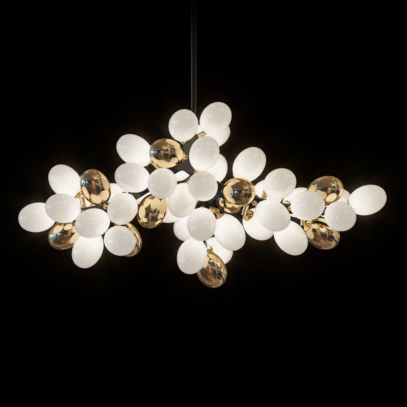 Custom Modern Creative Decorative Lighting Design Brass Glass Pendant Lamp Hand Blown Grape Globe Ceiling Chandelier