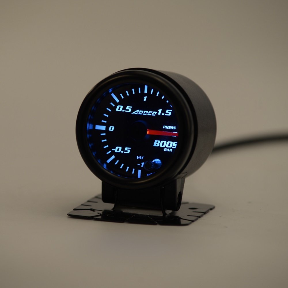 Car Bar Turbo Boost Gauge Auto 2" 52mm 7 Color LED Smoke Face Meter With Sensor and Gauge Holder AD-GA52BOOSTBAR