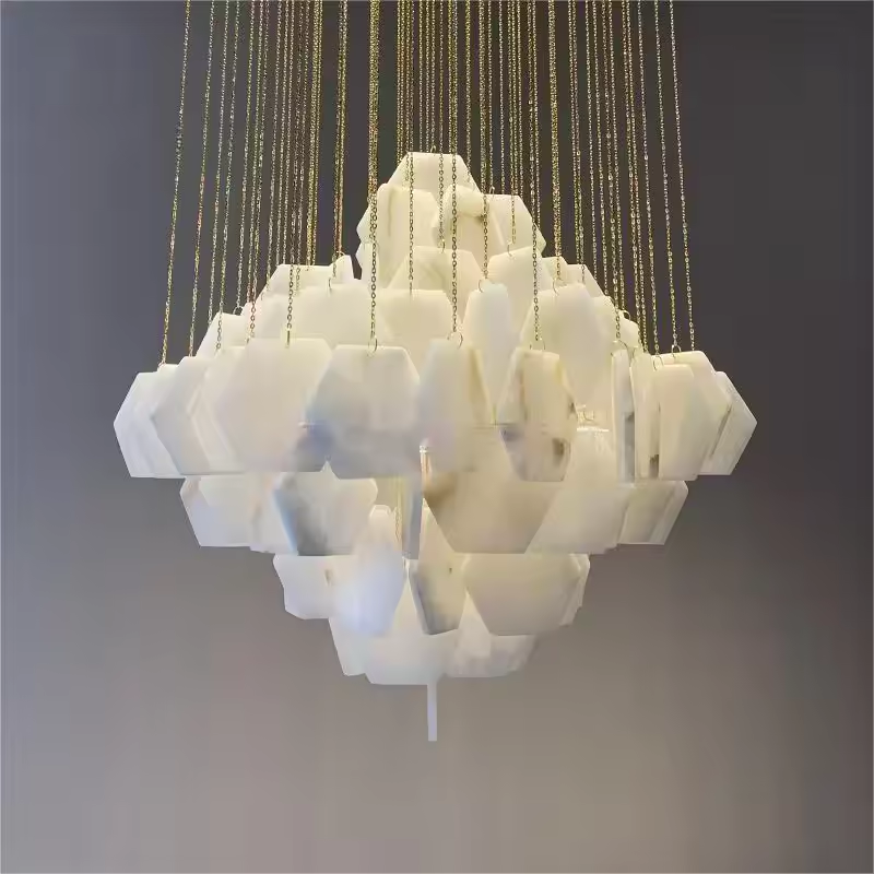 Modern Hotel Lobby Decoration Marble Chandelier Villa Staircase Luxury Marble Hanging Lamp