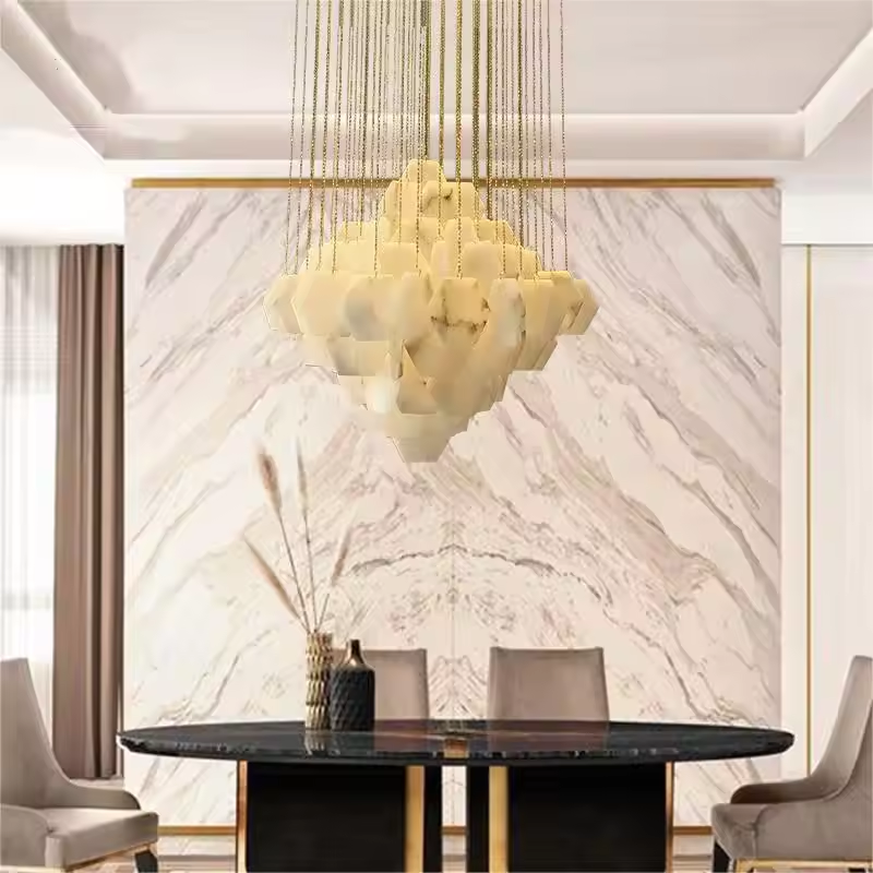 Modern Hotel Lobby Decoration Marble Chandelier Villa Staircase Luxury Marble Hanging Lamp